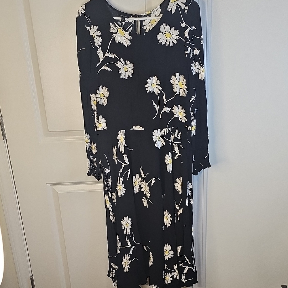 Talbots Women's Navy Floral Long Sleeve Dress Size12